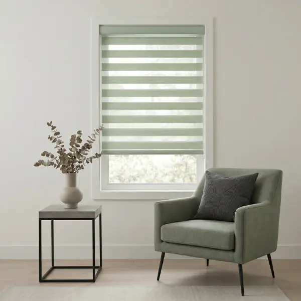 Light filtering blinds in a bright kitchen